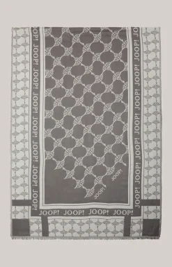 Jacquard-Schal in Grau/Creme