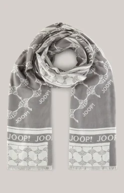 Jacquard-Schal in Grau/Creme