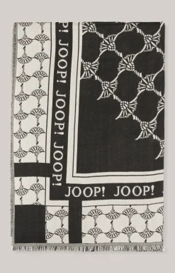 Jacquard-Schal in Schwarz/Beige