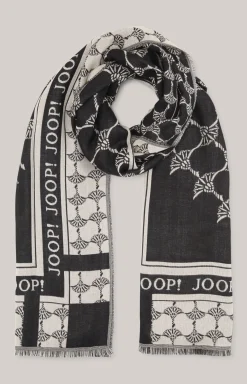 Jacquard-Schal in Schwarz/Beige