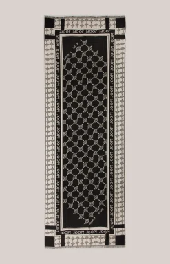 Jacquard-Schal in Schwarz/Beige