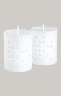 JOOP! FADED CORNFLOWER Stumpenkerze in Weiß - 2er Set, 10 cm Höhe
