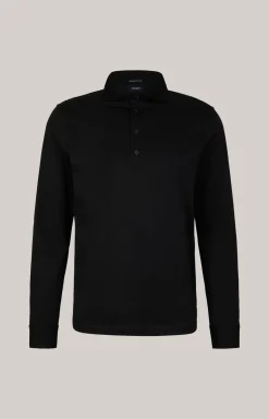 Langarm-Poloshirt Baldwin in Schwarz