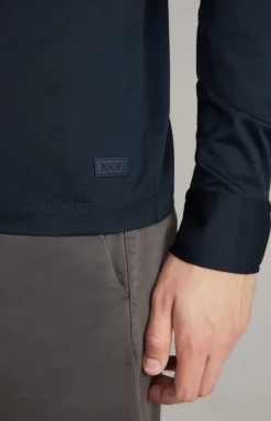 Langarm-Poloshirt Baldwin in Dunkelblau