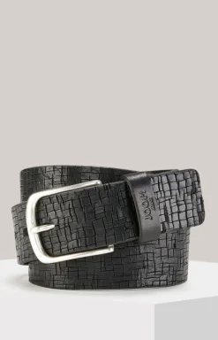 Ledergürtel in Schwarz strukturiert