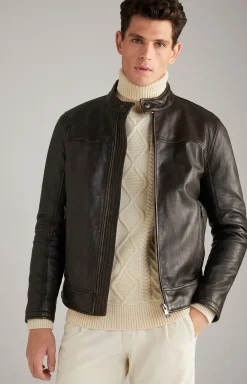 Lederjacke Cleary in Dunkelbraun