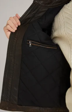 Lederjacke Cleary in Dunkelbraun