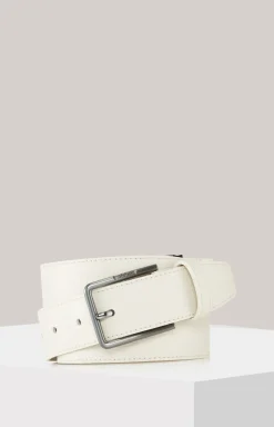 Ledermix-Gürtel in Offwhite