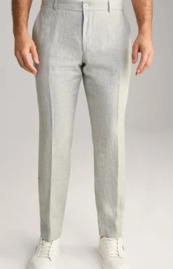 Leinen-Chino Hank in Grau meliert