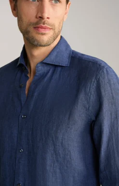 Leinen-Hemd Pai in Dunkelblau meliert
