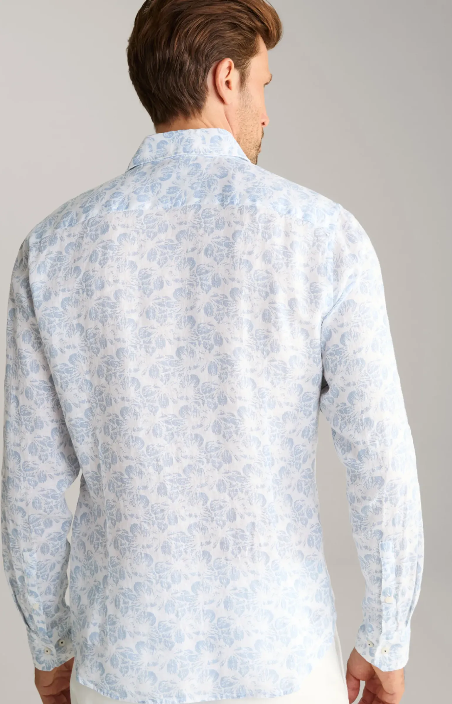 Leinen-Hemd Pai in Hellblau/Weiß gemustert