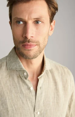 Leinen-Hemd Pai in Hellgrün meliert