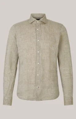 Leinen-Hemd Pai in Hellgrün meliert