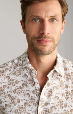 Leinen-Hemd Pit in Beige/Weiß