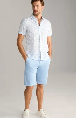 Leinen-Hemd Pit in Hellblau/Weiß