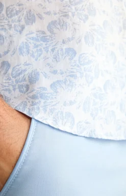 Leinen-Hemd Pit in Hellblau/Weiß