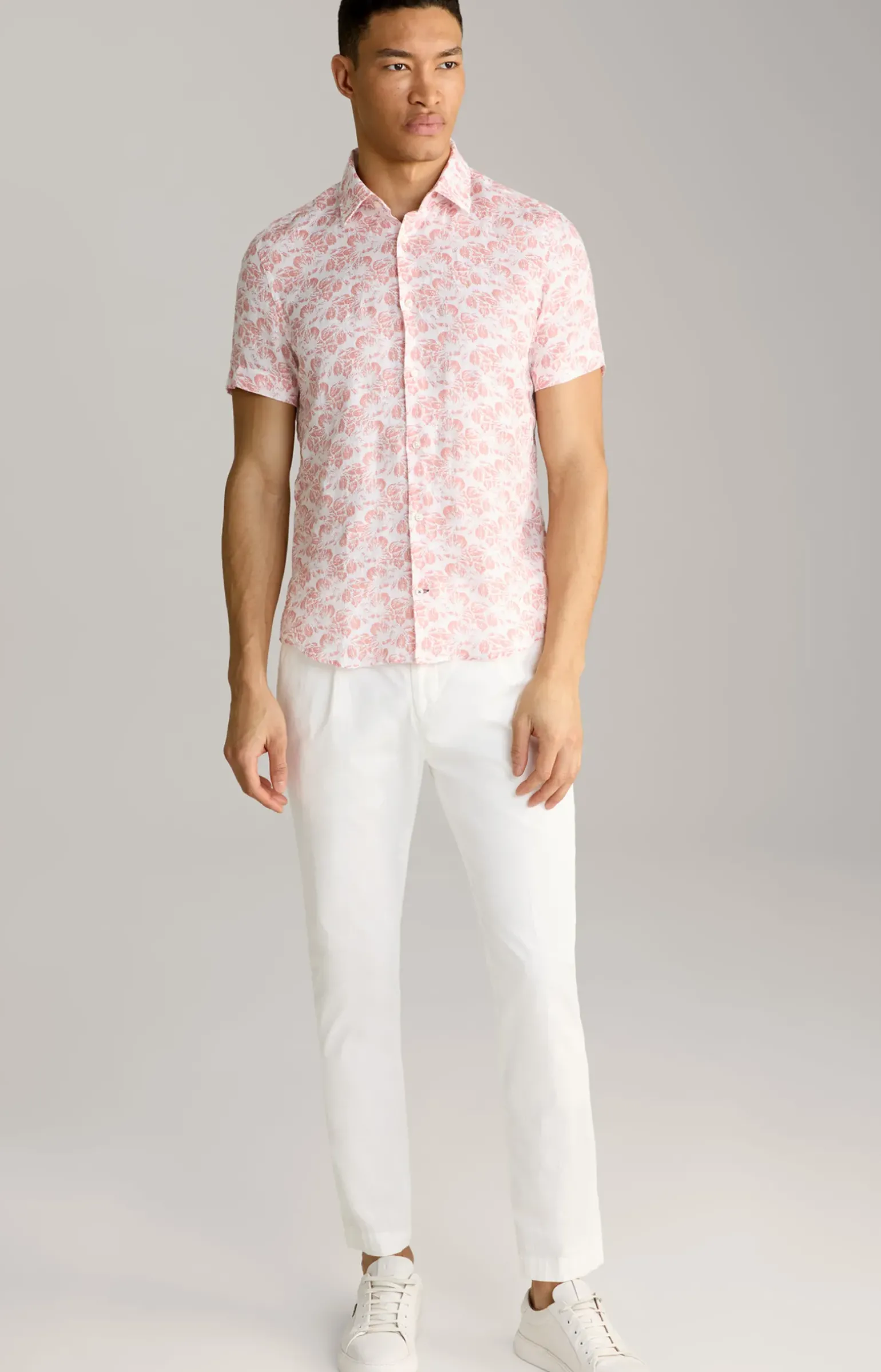 Leinen-Hemd Pit in Orange/Weiß