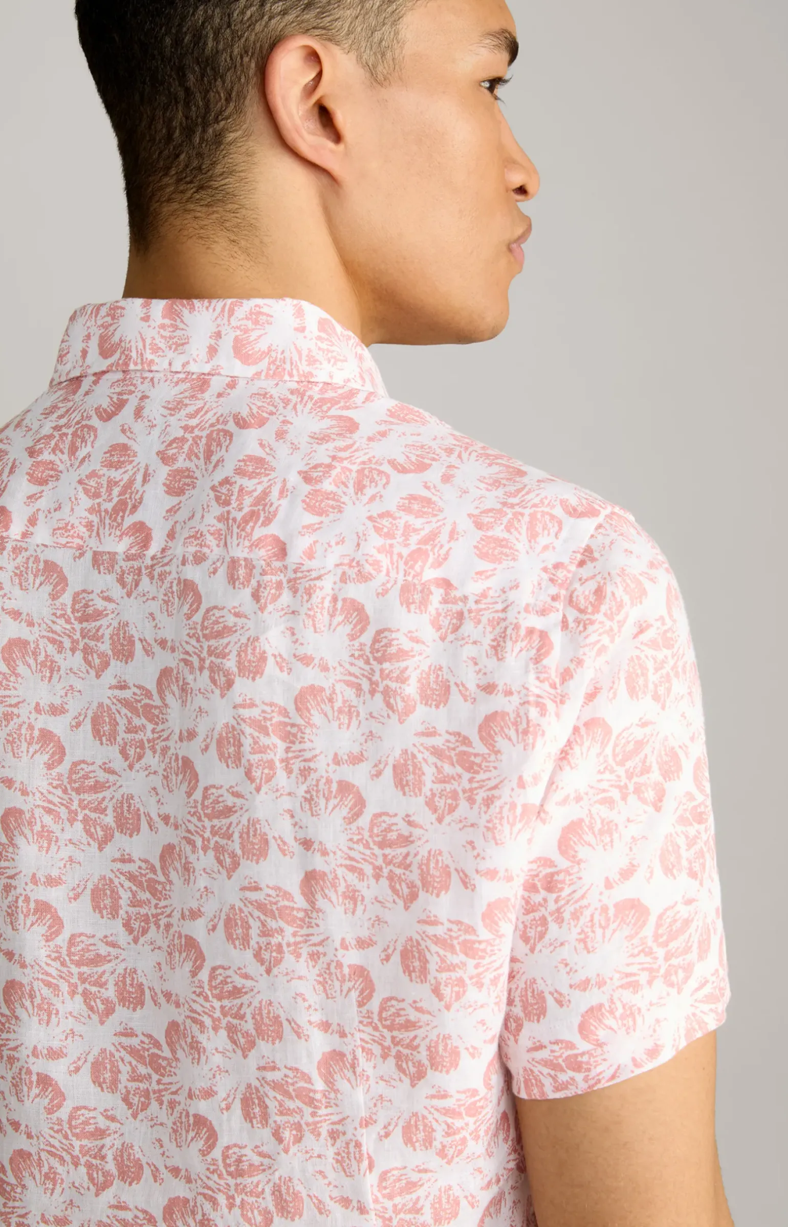 Leinen-Hemd Pit in Orange/Weiß