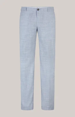 Leinenmix-Chino Hank in Blau/Weiß kariert