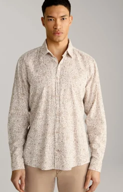 Leinenmix-Hemd Hanson in Braun gemustert