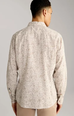 Leinenmix-Hemd Hanson in Braun gemustert