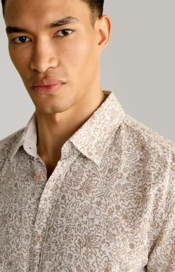 Leinenmix-Hemd Hanson in Braun gemustert