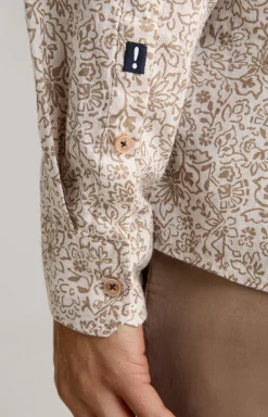 Leinenmix-Hemd Hanson in Braun gemustert