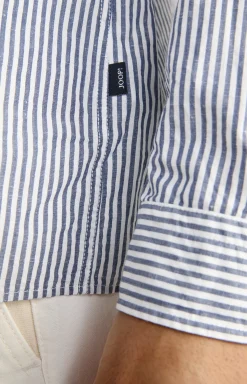 Leinenmix-Hemd Hawes in Blau/Weiß gestreift