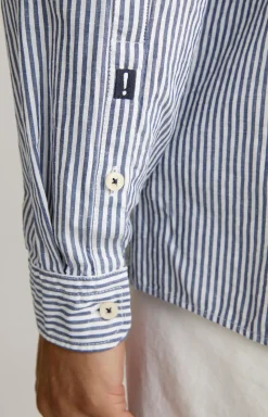 Leinenmix-Hemd Hawes in Blau/Weiß gestreift