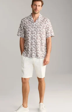 Leinenmix-Hemd Kawai in Braun-Weiß gemustert