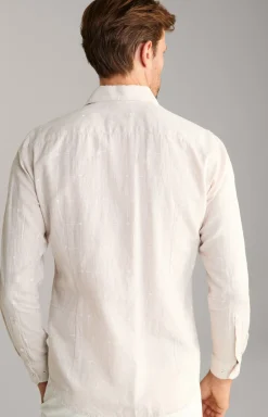 Leinenmix-Hemd Pai in Hellbraun gemustert