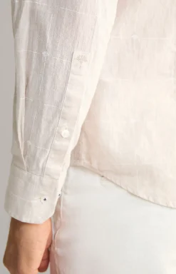 Leinenmix-Hemd Pai in Hellbraun gemustert