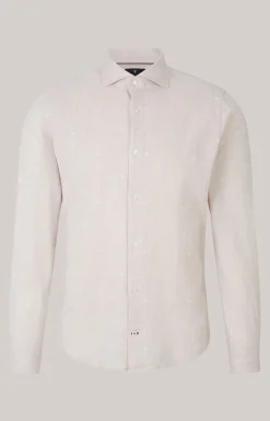 Leinenmix-Hemd Pai in Hellbraun gemustert