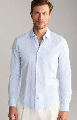 Leinenmix-Hemd Pit in Blau/Weiß gestreift