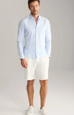 Leinenmix-Hemd Pit in Blau/Weiß gestreift