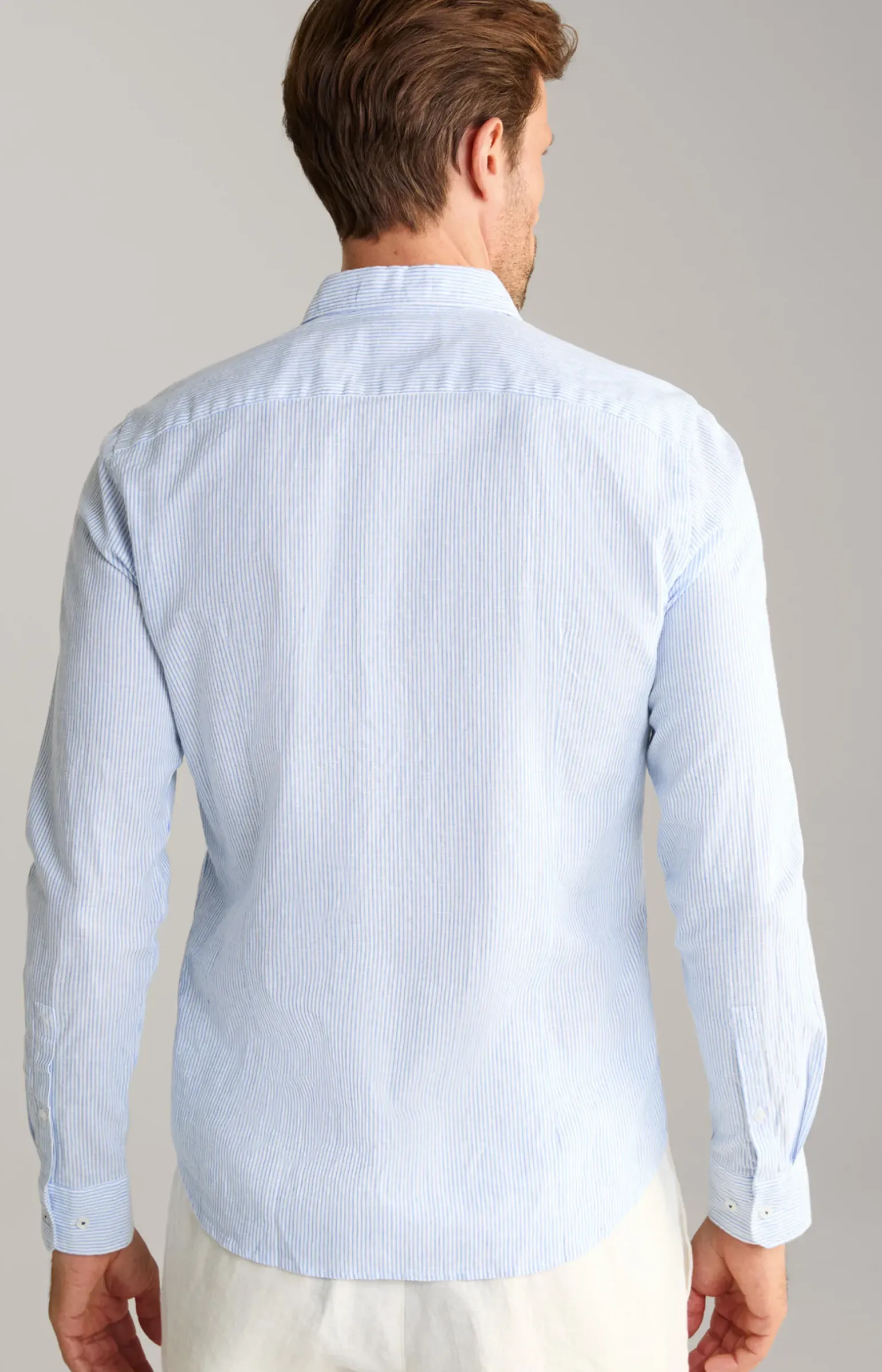 Leinenmix-Hemd Pit in Blau/Weiß gestreift