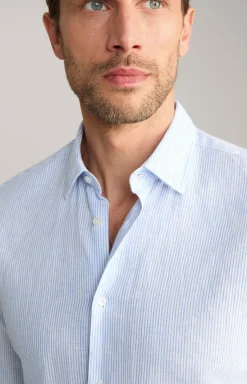 Leinenmix-Hemd Pit in Blau/Weiß gestreift