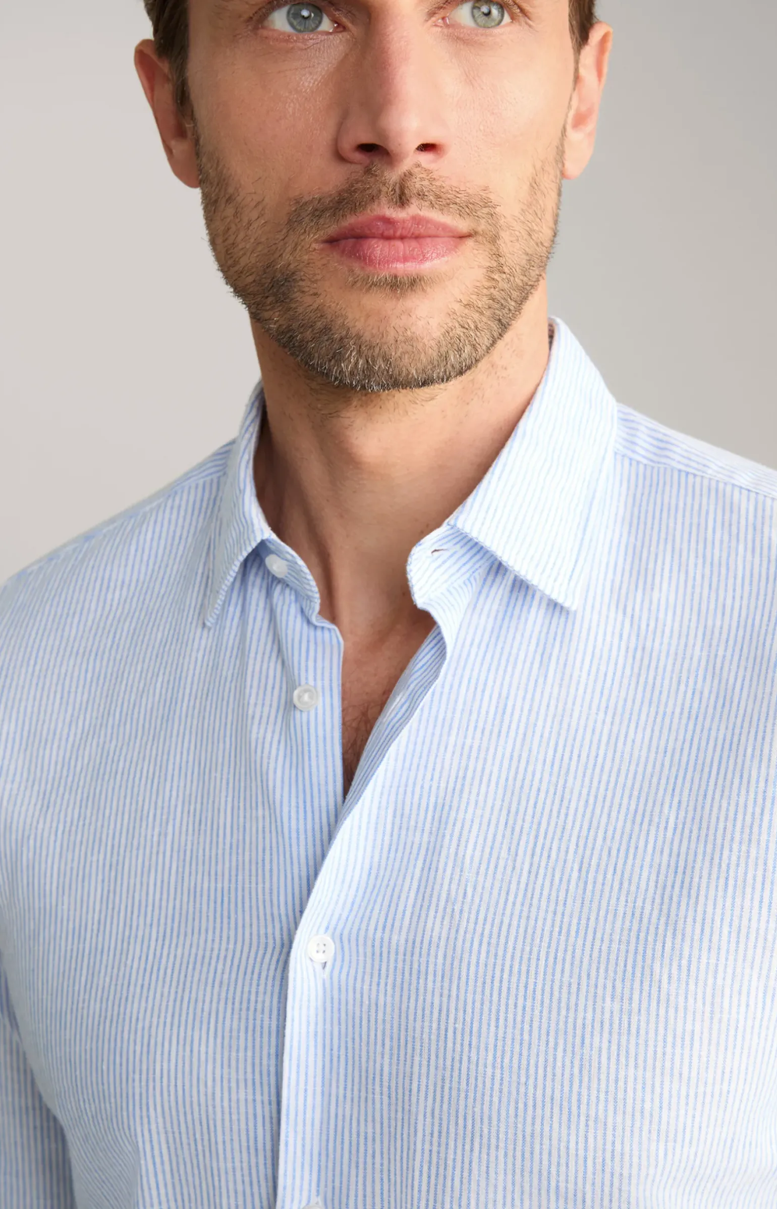 Leinenmix-Hemd Pit in Blau/Weiß gestreift