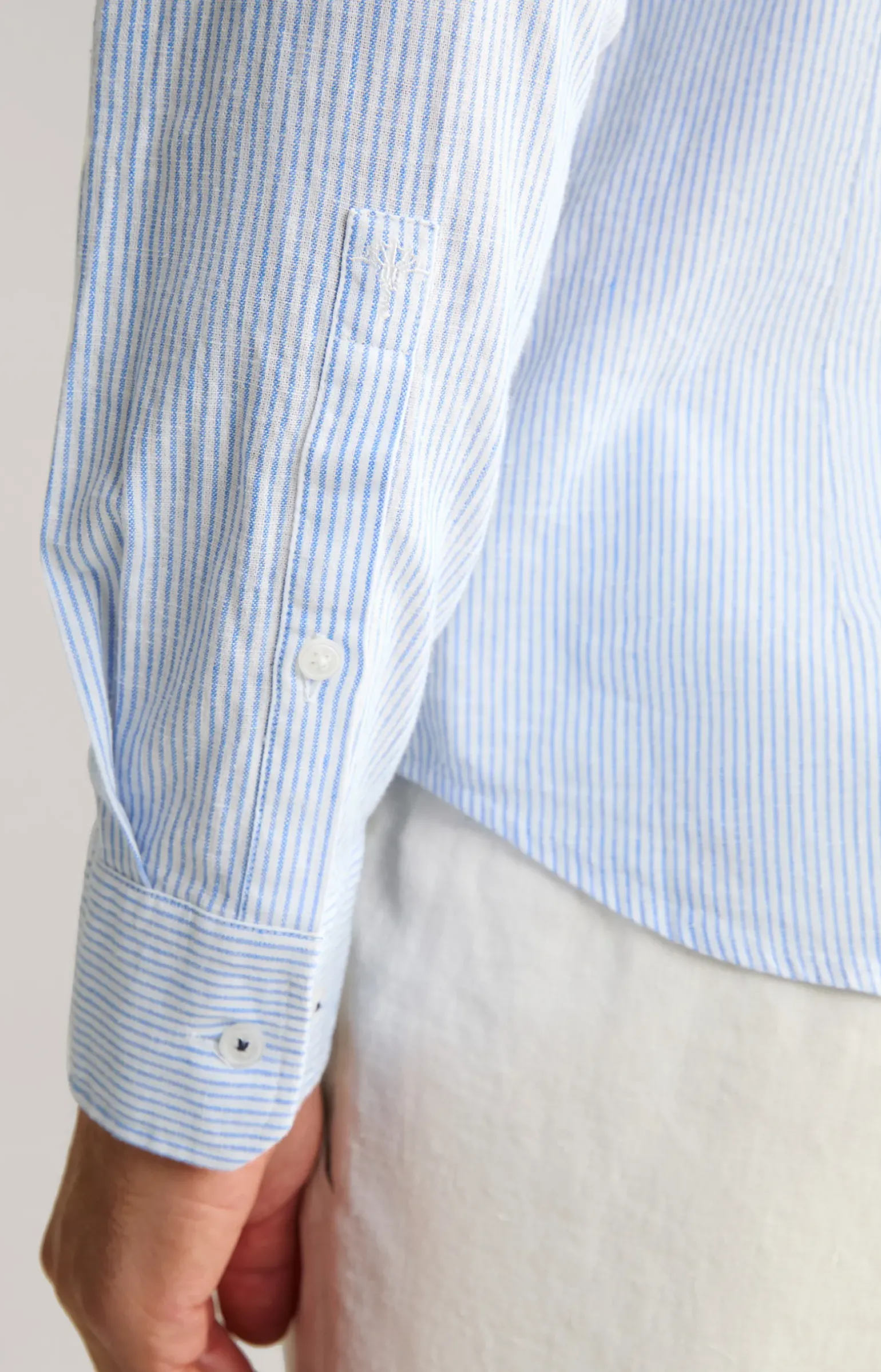 Leinenmix-Hemd Pit in Blau/Weiß gestreift