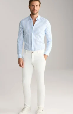 Leinenmix-Hemd Pit in Hellblau/Weiß gestreift