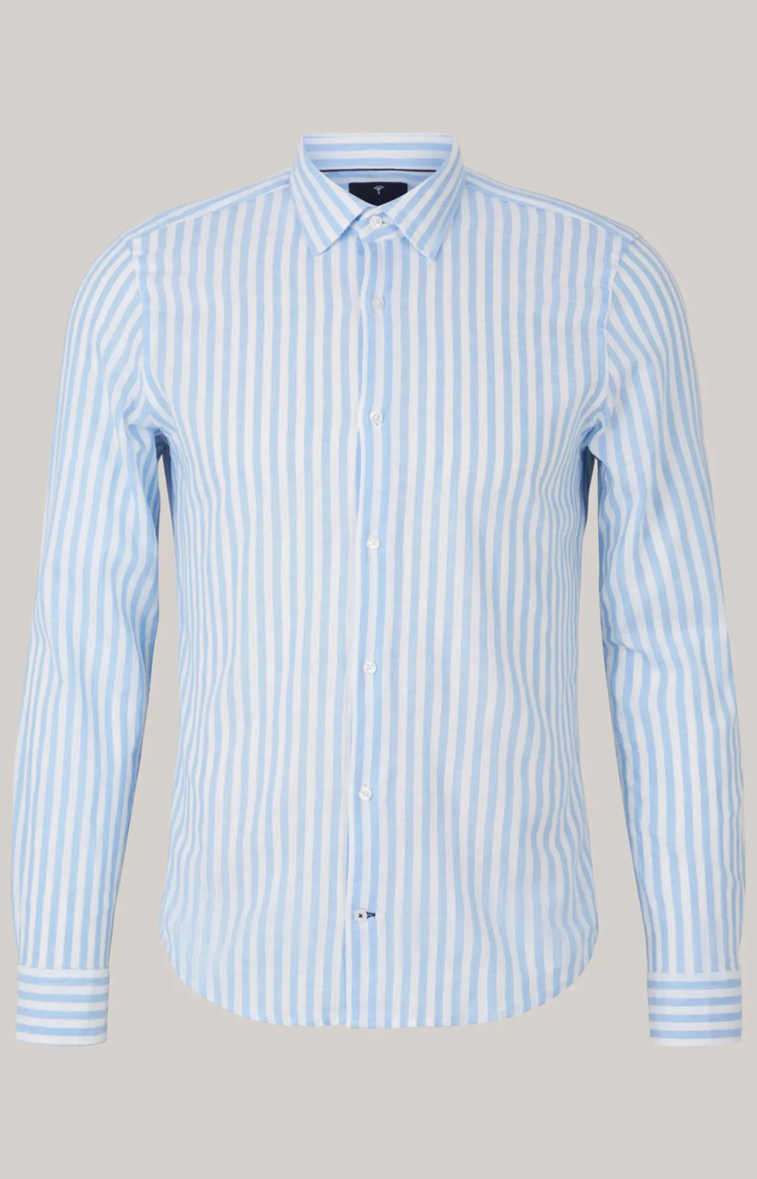 Leinenmix-Hemd Pit in Hellblau/Weiß gestreift