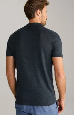 Leinenmix-Poloshirt Malioso in Navy