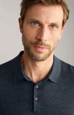 Leinenmix-Poloshirt Malioso in Navy