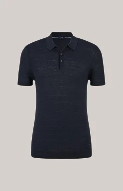 Leinenmix-Poloshirt Malioso in Navy