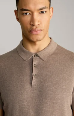 Leinenmix-Poloshirt Malioso in Braun