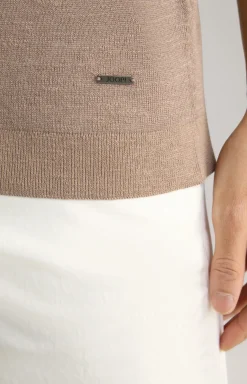 Leinenmix-Poloshirt Malioso in Braun