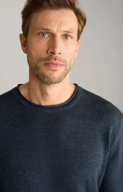 Leinenmix-Pullover Mendor in Navy