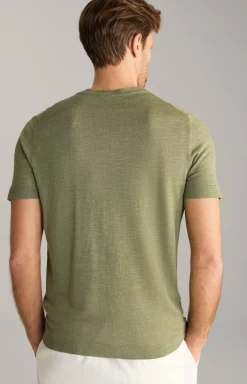 Leinenmix-T-Shirt Maroso in Oliv