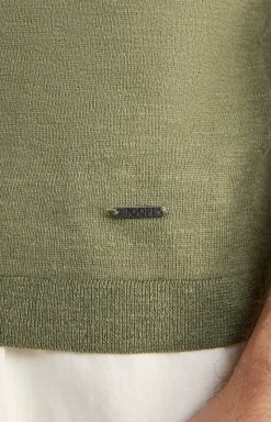 Leinenmix-T-Shirt Maroso in Oliv