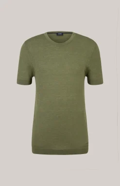 Leinenmix-T-Shirt Maroso in Oliv